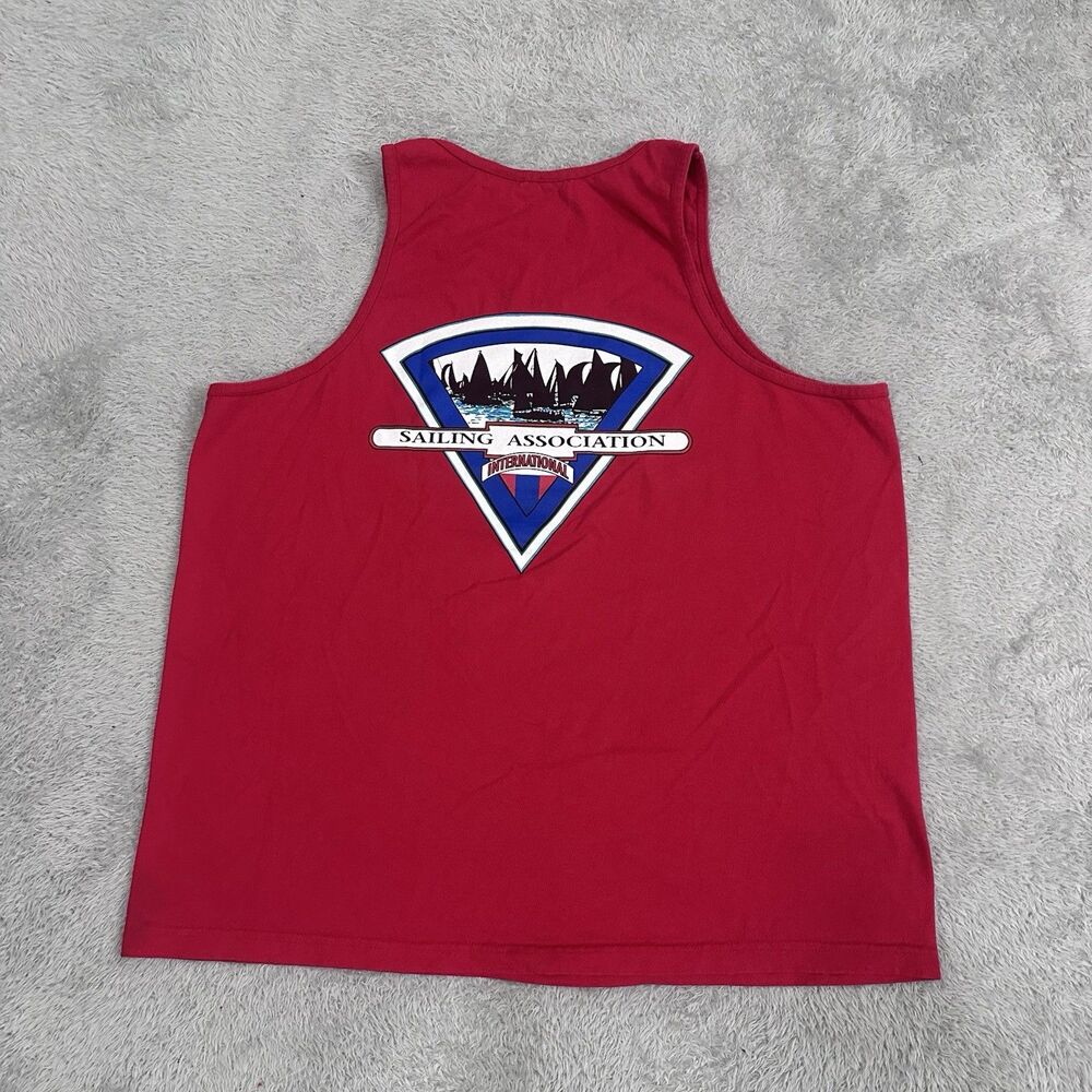 Vintage 90s Towncraft Tank Top XL Red Sailing Association Sleeveless Tee USA